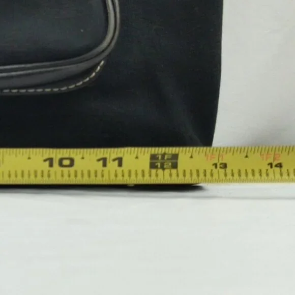 Dooney Bourke Handbag Black All Weather Leather VTG Logo Pattern Zipper Zipper - Picture 3 of 16